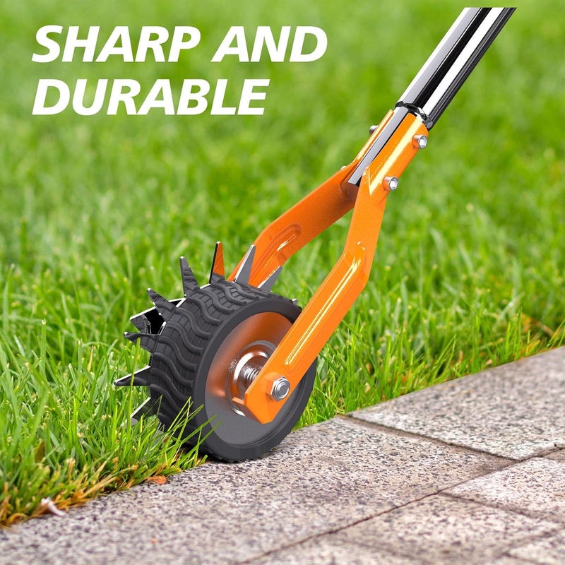 LASTOOLS Wheel Rotary Edger Lawn Tool, Sidewalk 66.7Inch Manual Lawn Edger, Grass Edge Trimmer, Adjustable Stainless Steel Handle with Cushion Grip,Soil,Garden and Yard Tool,Orange - Image 2